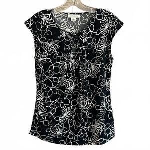 Liz Claiborne Women's Black & White Floral Top Size S